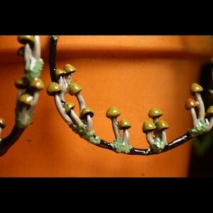 Mushroom Hoop Earrings Cottagecore